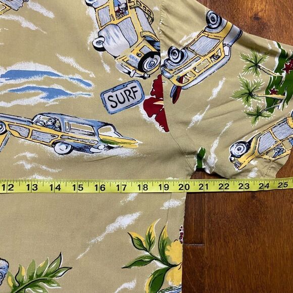 Uluwatu Casual Hawaiian Surf Beach Tan Multicolored Button Front Shirt Men's M - Picture 9 of 10